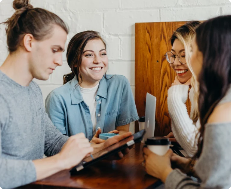 A small group of adults talking together
