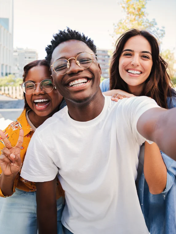 Two college students smiling together